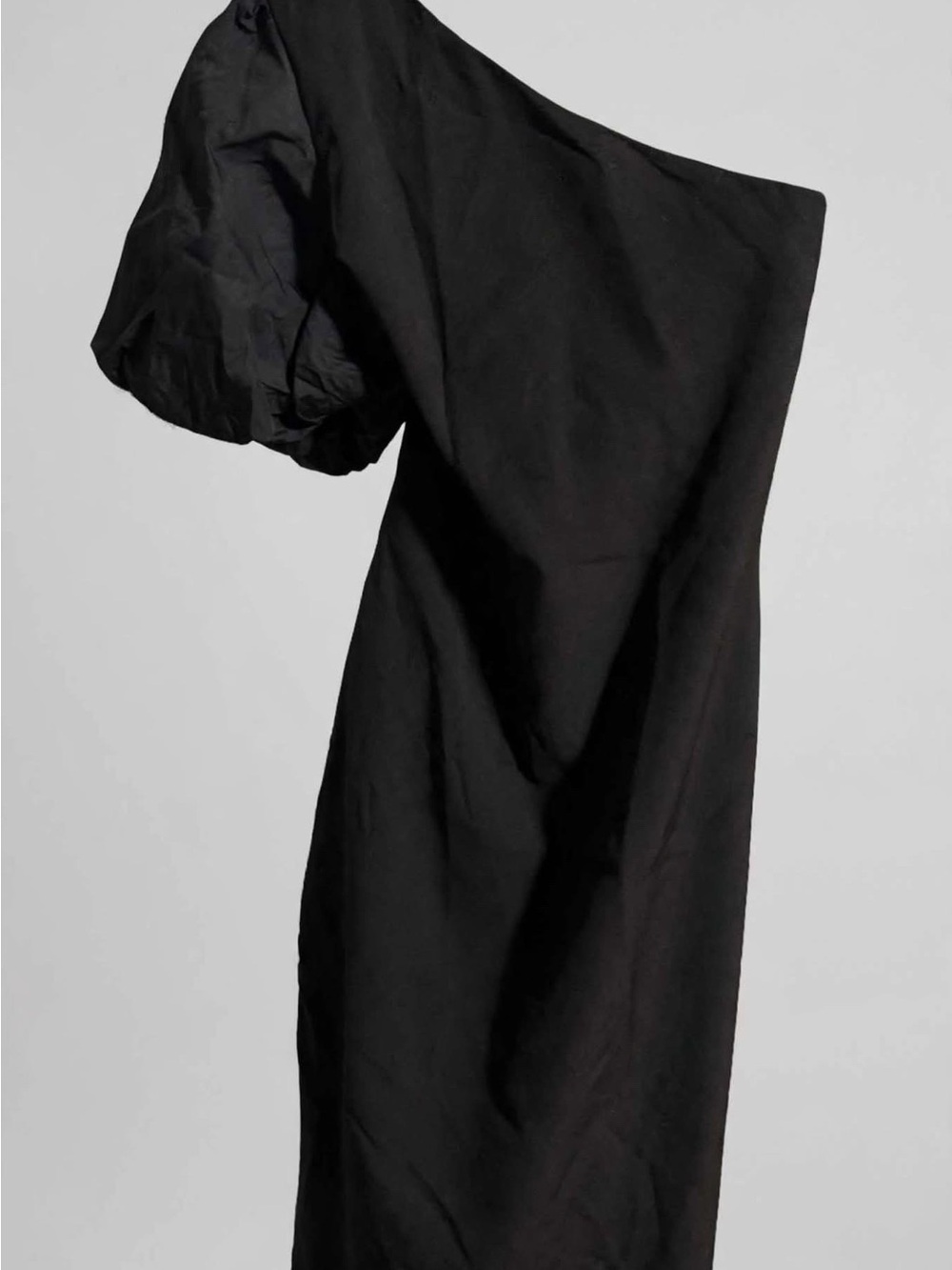 Ralph Lauren Black One-Shoulder Puff-Sleeve Dress